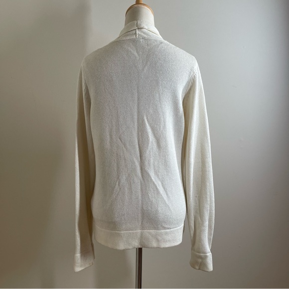 Sartoria Benetton Women’s Ivory 3-Button Long Sleeve Knit Cardigan Sweater -SZ M - Picture 2 of 10